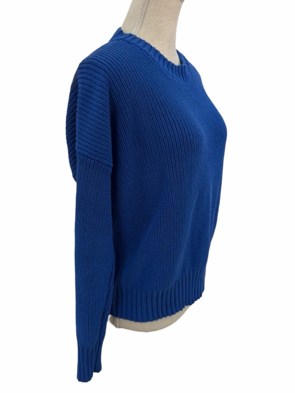 American Giant Royal Blue Ribbed Cotton Crewneck Sweater Size XL